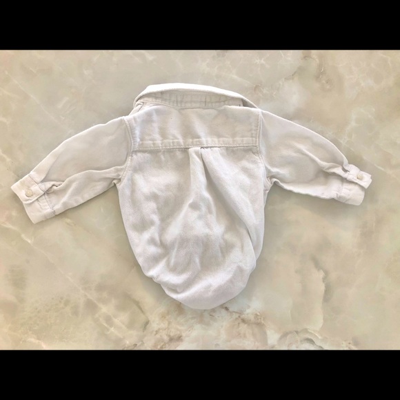 Janie and Jack Layette 3-6 Months White Collared Button Down Dress Shirt Onesie - Picture 3 of 3